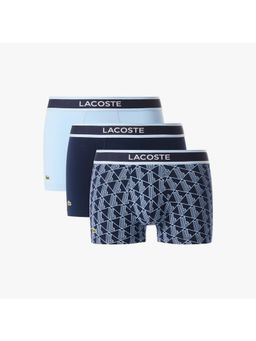 Lacoste - Men Blue Cotton Blend Printed Trunks (Pack of 3)