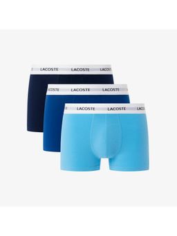 Lacoste - Men Blue Cotton Blend Plain Trunks (Pack of 3)