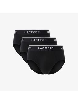 Lacoste - Men Black Cotton Blend Plain Briefs (Pack Of 3)