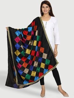 SWI STYLISH - Chiffon Black Phulkari Dupatta