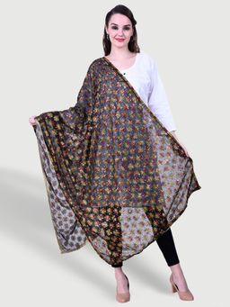 SWI STYLISH - Chiffon Black Phulkari Dupatta
