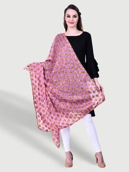SWI STYLISH - Chiffon Pink Phulkari Dupatta