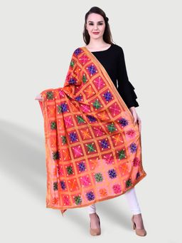 SWI STYLISH - Chiffon Pink Phulkari Dupatta