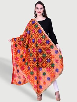 SWI STYLISH - Chiffon Red Phulkari Dupatta
