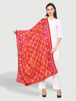 SWI STYLISH - Chiffon Multicolor Phulkari Dupatta