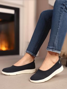 Carlton London - Womens Slip-On Blue Woven Design Ballerinas
