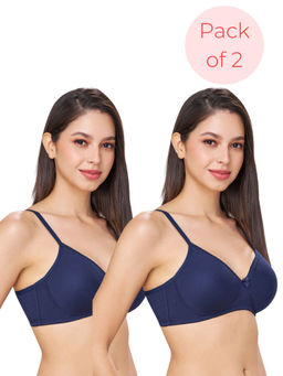 bodyline - Beth Navy Blue Seamless Wire-Free Padded T-Shirt Bra (Pack of 2)