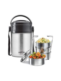 Milton - Steel On 4 Tier Stainless Steel Lunch Box- Silver