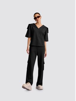 Muvazo - Black Eclectic Enchantment Top with Pants (Set of 2)