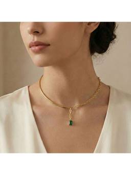 Nishani - Women Sterling Silver Emerald CZ Necklace