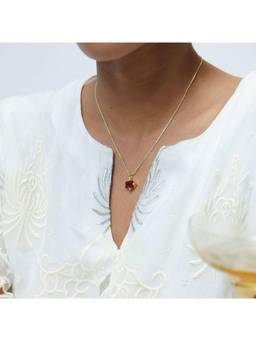 Nishani - Women Sterling Silver Ruby Suits Necklace