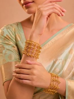 ADIVA - Gold-Plated Ghungroo Charm Kashmiri Bangles (Pack of 2)