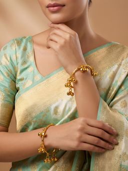 ADIVA - Gold-Plated Ghungroo Charm Adjustable Kashmiri Bangles (Pack of 2)