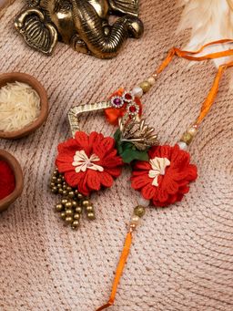 STILEADDA - Floral Designer Bhai Bhabhi Rakhi with Lumba