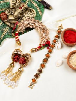 STILEADDA - Spiritual Bhai Bhabhi Rakhi with Trishul Rudraksha Bracelet and Lumba