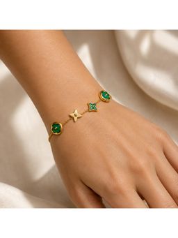 Salty - Women Stainless Steel Green Stones Bracelet