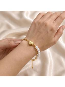 Salty - Women Stainless Steel White Pearl Bracelet