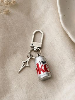 ISHKAARA - Silver Miniature Diet Coke Can Keychain with Star Charm