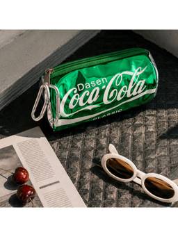 ISHKAARA - Green Coca-Cola Can Shaped Zipper Pouch with Carabiner Clip