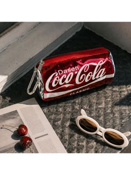 ISHKAARA - Red Coca-Cola Can Shaped Zipper Pouch with Carabiner Clip