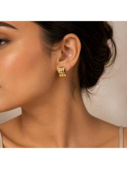 Salty - Women Stainless Steel Gold Statement Pair of Earrings