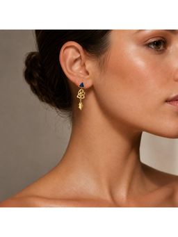 Salty - Women Stainless Steel Blue Stones Pair of Earrings