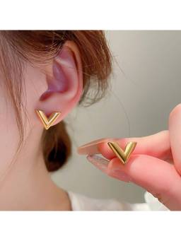 Salty - Women Stainless Steel Gold Statement Pair of Earrings