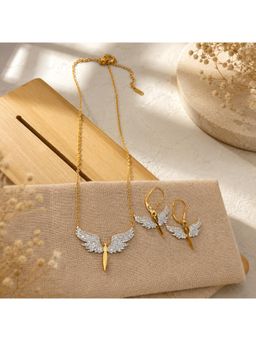 Salty - Women Stainless Steel White Stones Jewellery Set