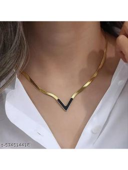 Salty - Women Stainless Steel Gold Statement Necklace