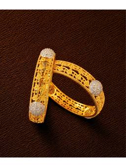 ZEVARLY - Women Gold-Plated CZ Studded Bangles (Pack of 2)