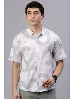 Classic Polo - Men's White Slim Fit Aop Drop Shoulder Knitted Shirt