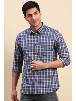 Classic Polo - Men's Blue Slim Fit Checked Shirt