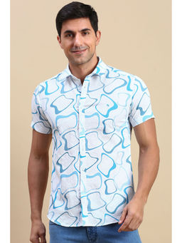 Classic Polo - Men's Half Sleeve White Slim Fit Aop Shirt