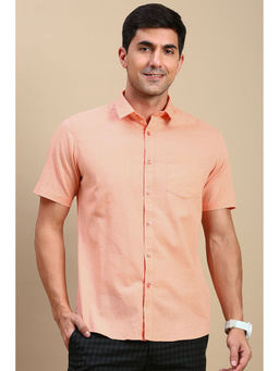 Classic Polo - Men's Half Sleeve Peach Slim Fit Solid Shirt