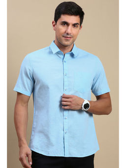 Classic Polo - Men's Half Sleeve Blue Slim Fit Solid Shirt