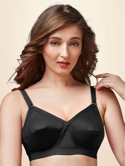 Trylo - Krutika Plain Cotton Fabric Opulent Full Cup Bra - Black