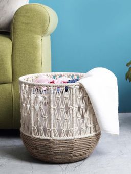 The Decor Mart - Handmade Boho Macrame Multipurpose Basket