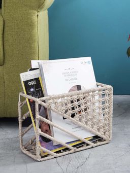 The Decor Mart - Handcrafted Macrame File Organizer with Metal Wire Frame