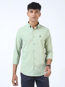 MISCHIEF MONKEY - Men Green Cotton Full Sleeves Shirt