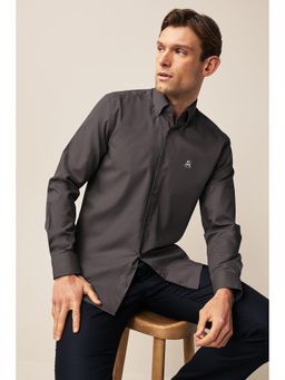 MISCHIEF MONKEY - Men Grey Cotton Full Sleeves Shirt