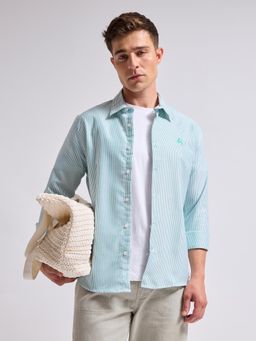 MISCHIEF MONKEY - Men Green Cotton Full Sleeves Shirt