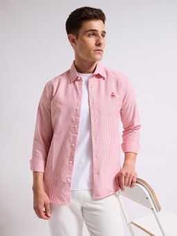 MISCHIEF MONKEY - Men Red Cotton Full Sleeves Shirt