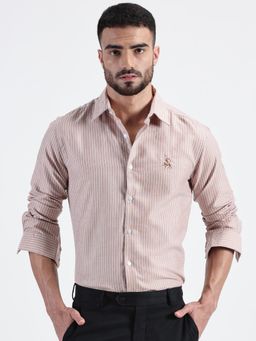 MISCHIEF MONKEY - Men Orange Cotton Full Sleeves Shirt