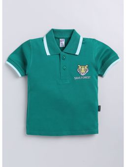 Nottie Planet - Tiger Design Boys Polo T-Shirt Green
