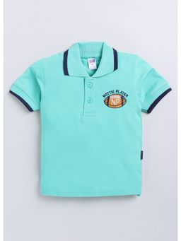 Nottie Planet - Rugby Ball Design Boys Polo T-Shirt Aqua