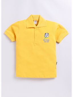 Nottie Planet - Panda Design Boys Polo T-Shirt Yellow