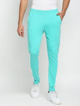 FITZ - Cotton Polyester Slim Fit French Terry Knit Joggers For Mens - Turquoise