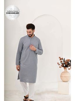 House of Chikankari - Chikankari Cotton Straight Men's Kurta