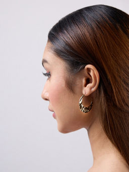 Twenty Dresses by Nykaa Fashion - Gold Beaten Metal Hoop Earrings