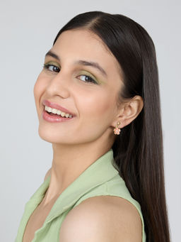 Twenty Dresses by Nykaa Fashion - Gold And Pink Mini Flower Drop Earrings
